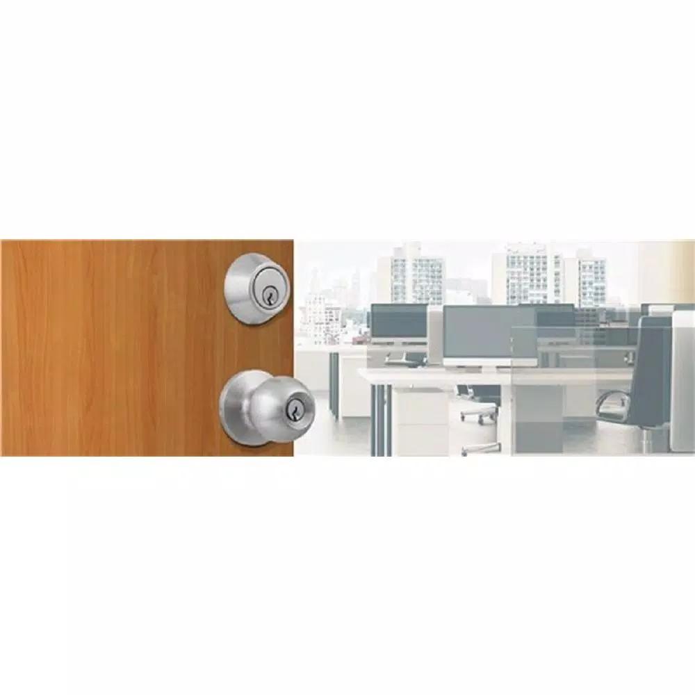 Universal Hardware Satin Chrome Commercial Entry Knob and Single Cylinder Deadbolt Combo Pack, ANSI Grade 2