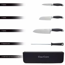Trademark Classic Cuisine 5-Piece Stainless Steel Knife Set with Nylon Carry Bag thumbnail 2
