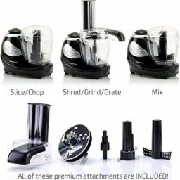 Ovente PF1007 Mini Food Processor, 1.5-Cup Single Speed Compact Chopper with 3 Attachments, Black thumbnail 2