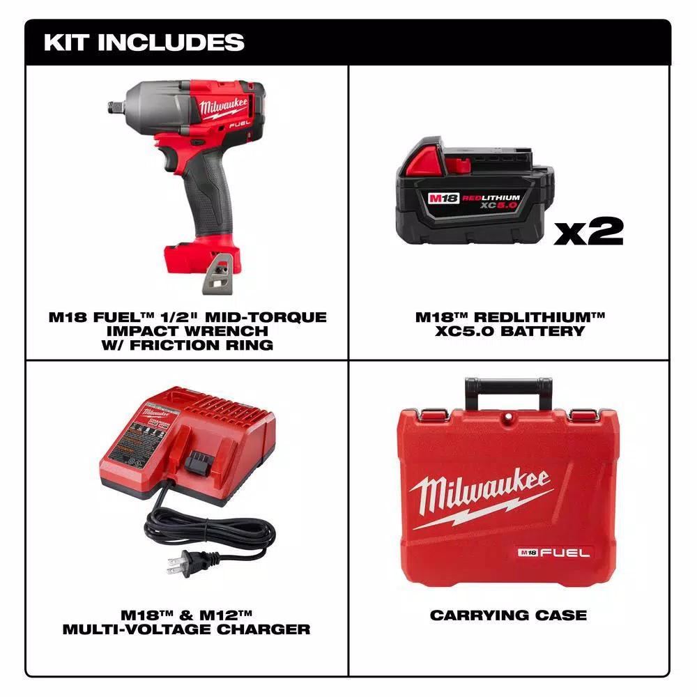 Milwaukee M18 FUEL Impact Wrench & 117-Pc Ratchet, Socket, and PACKOUT Modular Storage Combo Kit