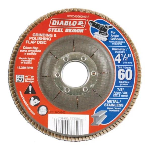 Diablo Steel Demon 4-1/2 in. 60-Grit Coarse Grinding and Polishing Flap Disc, Type 29 Conical (5-Pack)
