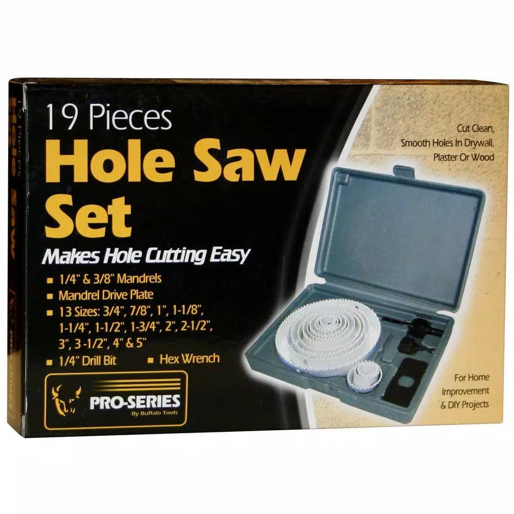 PRO-SERIES 19-Piece Hole Saw Blade Set with Mandrels and Storage Case