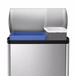 simplehuman 46L Fingerprint-Proof Brushed Stainless Steel Rectangular Recycling Step-On Trash Can thumbnail 3