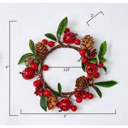 WORTH IMPORTS 3.25" Red Apple, Berry and Pinecone Candle Ring Set of 4 - Seasonal Greenery Decor thumbnail 2