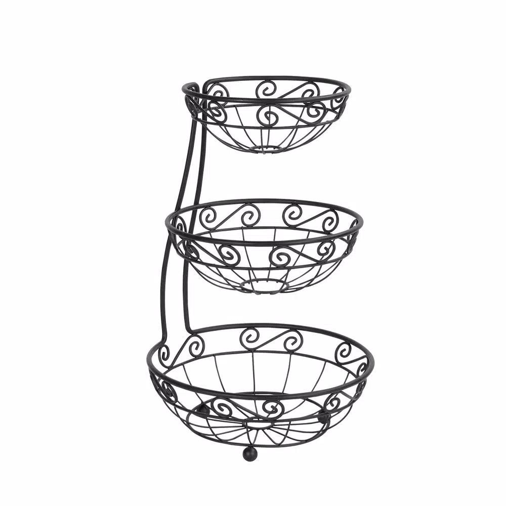 Spectrum Diversified Scroll Arched 3-Tier Steel Fruit Basket Server