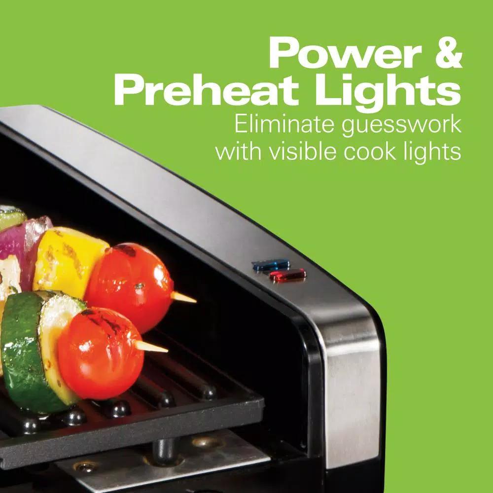 Hamilton Beach Searing Grill 118 sq. in. Stainless Steel Indoor Countertop Grill with Non-Stick Plates