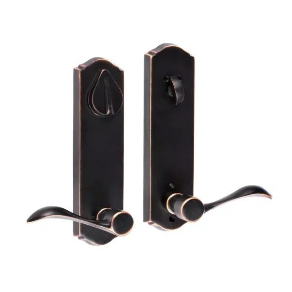 Sure-Loc Hardware Sure-Loc Sandstone Vintage Bronze Single-Cylinder Keyed Entrance Leverset with Deadbolt, Left-Handed
