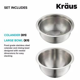 KRAUS Stainless Steel Mixing Bowl and Colander Set for Workstation Sinks thumbnail 2