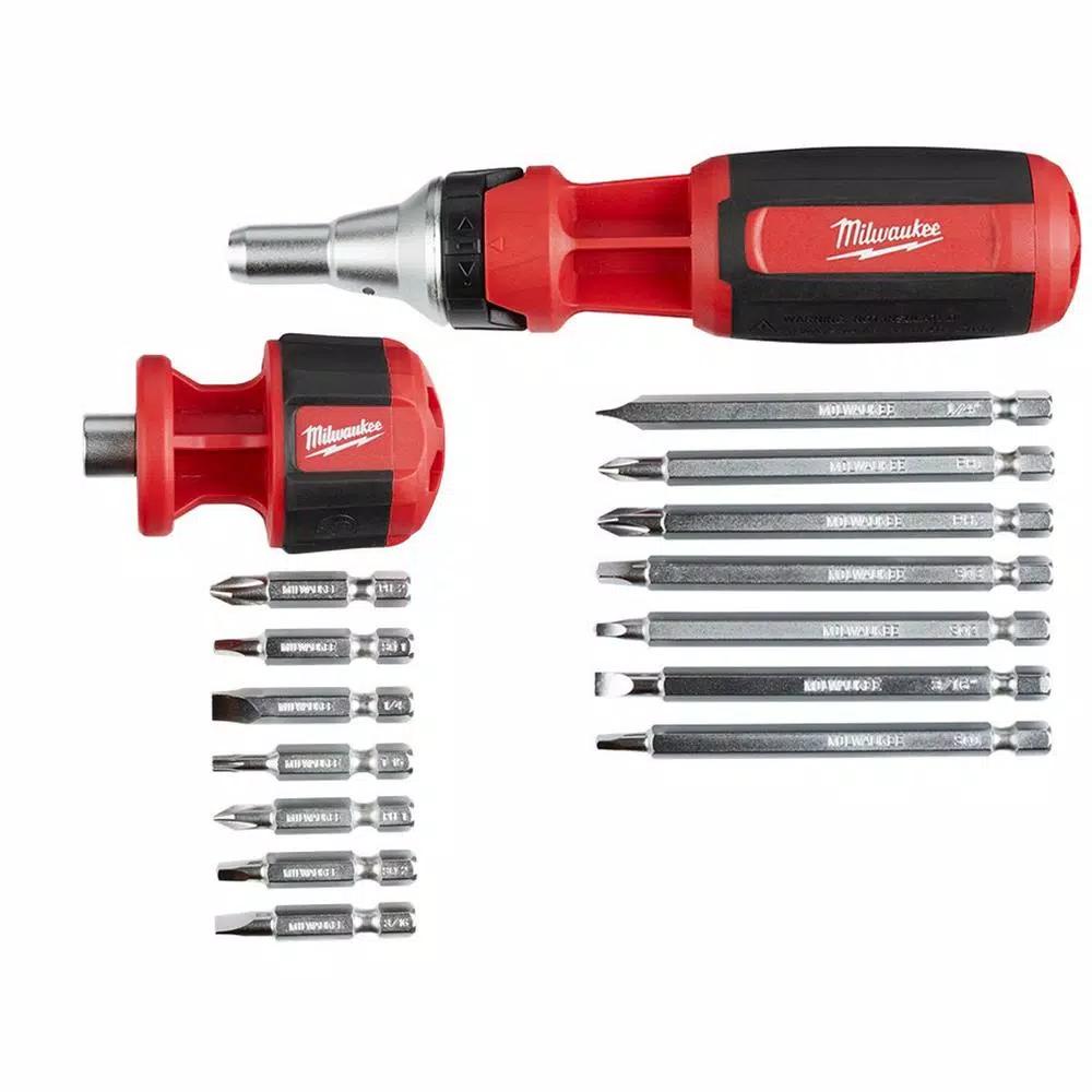 Milwaukee 2-Piece Multi-Bit Screwdriver Set: 9-in-1 Ratcheting & 8-in-1 Compact Drivers