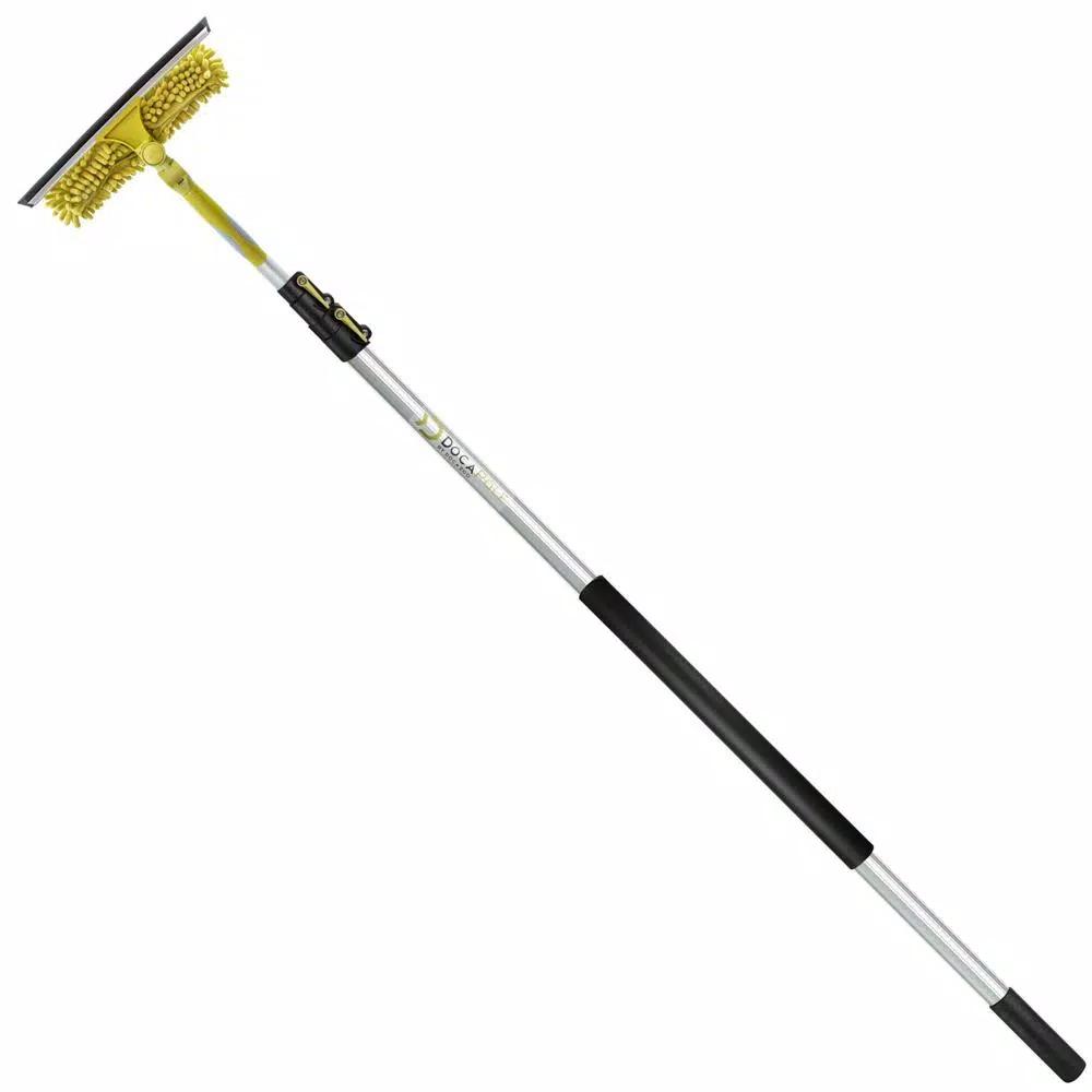 DocaPole 12 ft. Telescoping Window Cleaning Kit with Dual Pivot Squeegee and Microfiber Scrubber