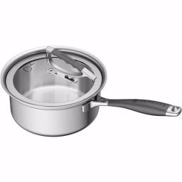 CookCraft by Candace 3 qt. Tri-Ply Stainless Steel Sauce Pan with Patented Latch Glass Lid thumbnail 1