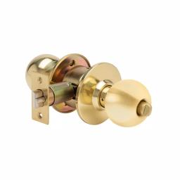 Taco Bright Brass Cylindrical Grade 3 Keyed Entry Door Knob Set, 2.75 in. Backset thumbnail 2