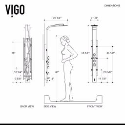 VIGO Mateo 59.5 in. Stainless Steel 6-Jet High Pressure Shower Panel System thumbnail 6