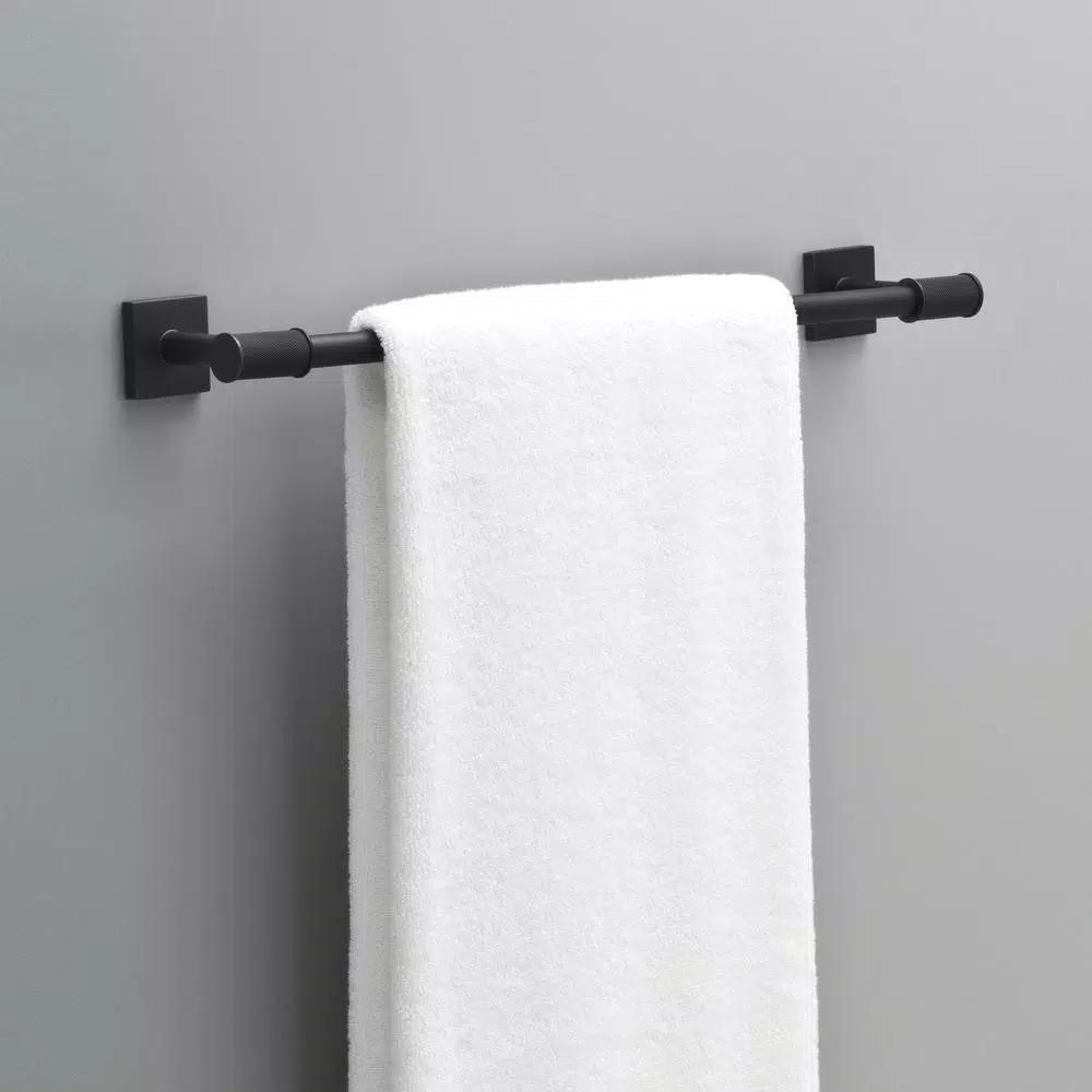 Delta Averland 18 in. Matte Black Towel Bar, Contemporary Knurled Design