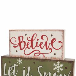 Glitzhome 11.81 in. LED Lighted Multi-color Wooden Block Word Sign, 14-Bulbs thumbnail 6