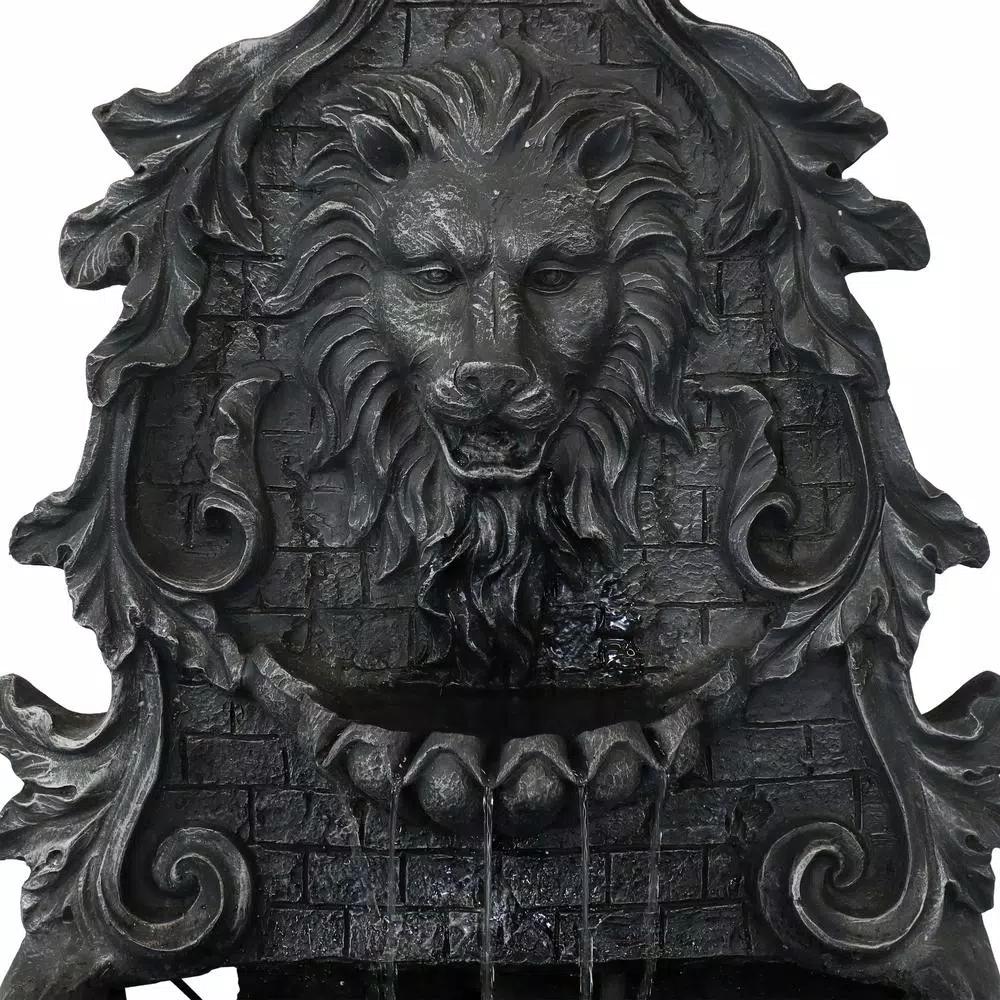 Sunnydaze Decor 30 in. Stoic Courage Lion Head Solar Wall Fountain with Battery Backup