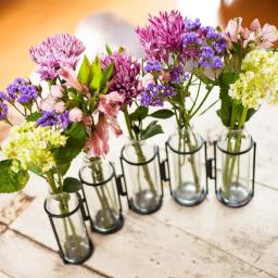 Danya B. 8 in. Hinged 5-Bottle Vase, Black Iron and Clear Glass thumbnail 4