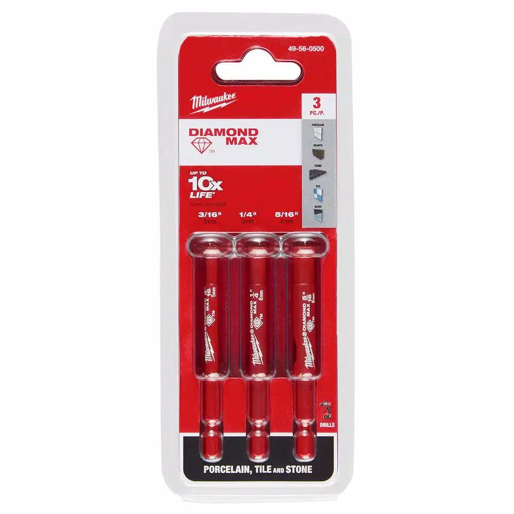 Milwaukee Diamond MAX Hole Saw 3-Piece Set for Tile, Stone, and Glass