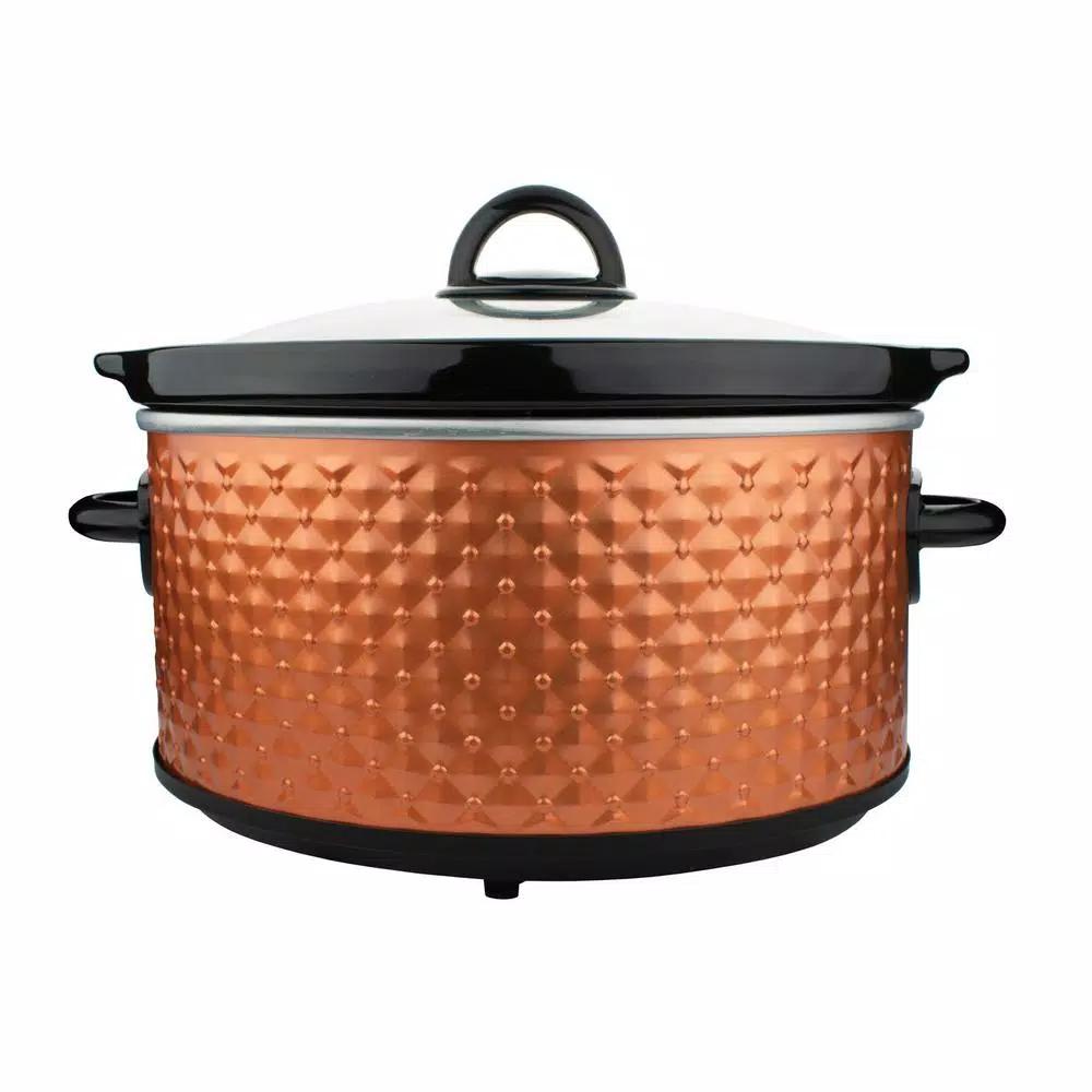 Brentwood Appliances 3.5 Qt. Diamond Pattern Slow Cooker with Tempered Glass Lid, Brown