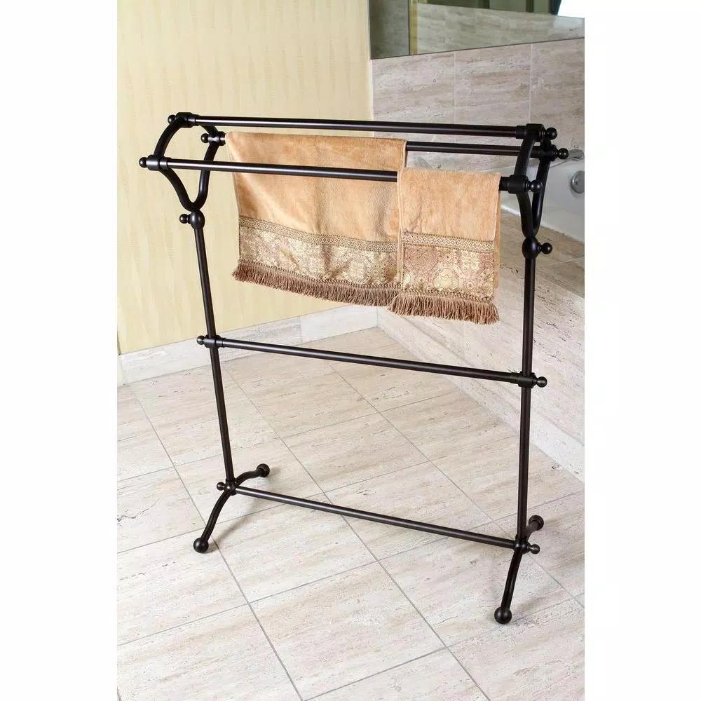 Kingston Brass Oil Rubbed Bronze Pedestal Y-Type Towel Rack, Freestanding Stainless Steel