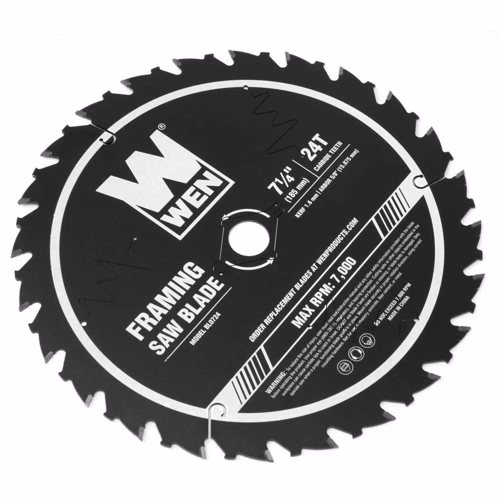 WEN 7.25 in. 24-Tooth Carbide-Tipped Professional Framing Saw Blade for Miter and Circular Saws