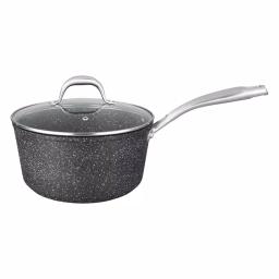 MasterPan Granite Ultra 2 qt. Cast Aluminum Nonstick Saucepan with Glass Lid, Black thumbnail 3