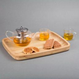 Creative Home Natural Bamboo Rectangular Serving Tray, 11 x 14 inch Coffee Tea & Dessert Platter thumbnail 2