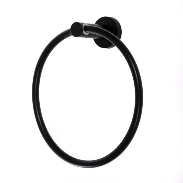 Italia Florence Wall Mounted Hand Towel Ring - Matte Black