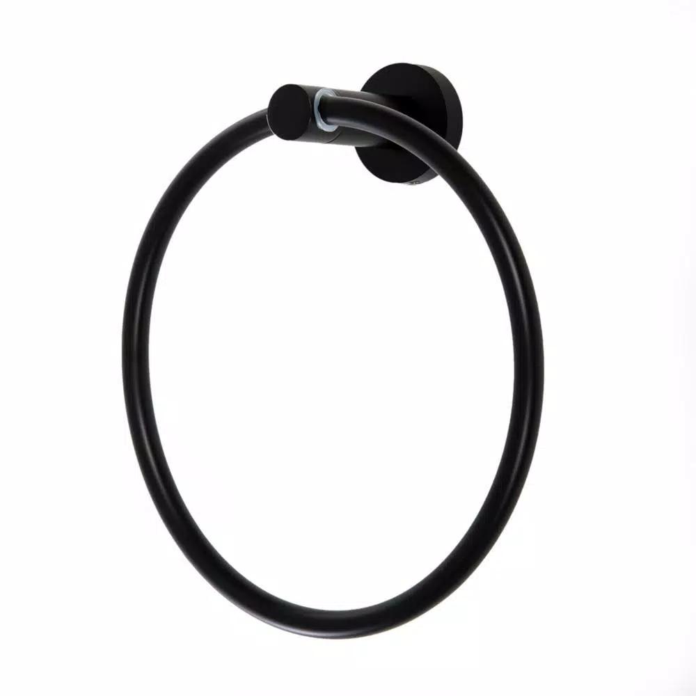 Italia Florence Wall Mounted Hand Towel Ring - Matte Black