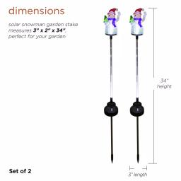 Alpine Corporation Solar Snowman Garden Stakes with Fiber Optic LED Lights, Set of 2 thumbnail 3