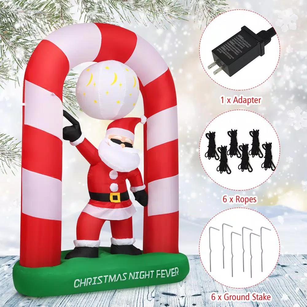 Costway 7.5 ft. Christmas Inflatable Santa Claus Archway Yard Decoration with Lights