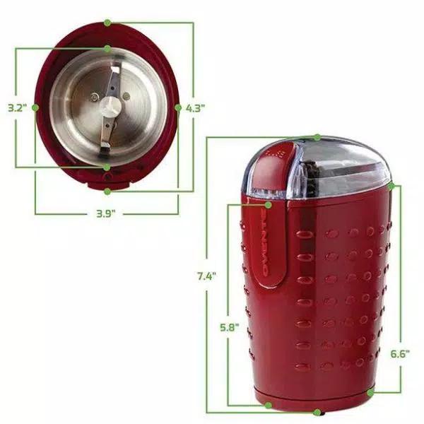 Ovente 2.5 oz. Electric Coffee Grinder, 150W Stainless Steel Blades, Maroon
