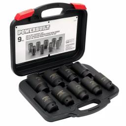 Powerbuilt Deluxe Axle Nut Socket Set, 9-Piece Impact Rated Chrome Vanadium Kit thumbnail 1