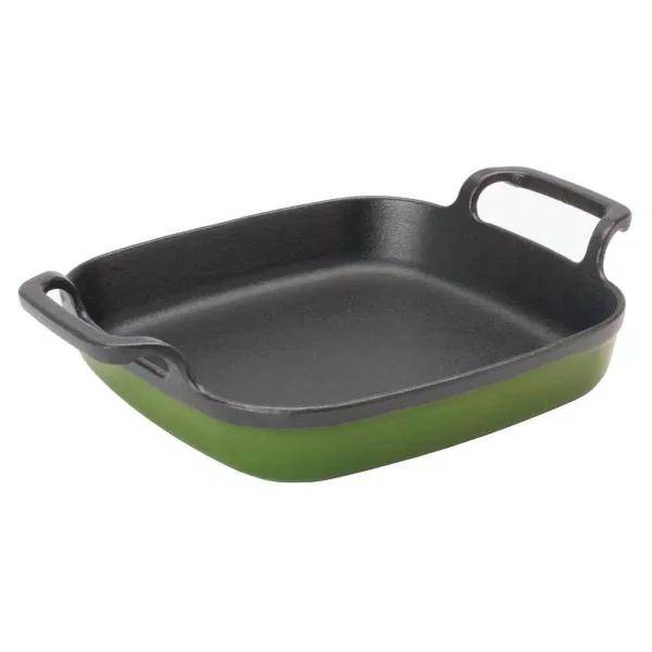 Bayou Classic Enameled Cast Iron Baking Dish, Cypress Green, 10.24 x 11.5 in