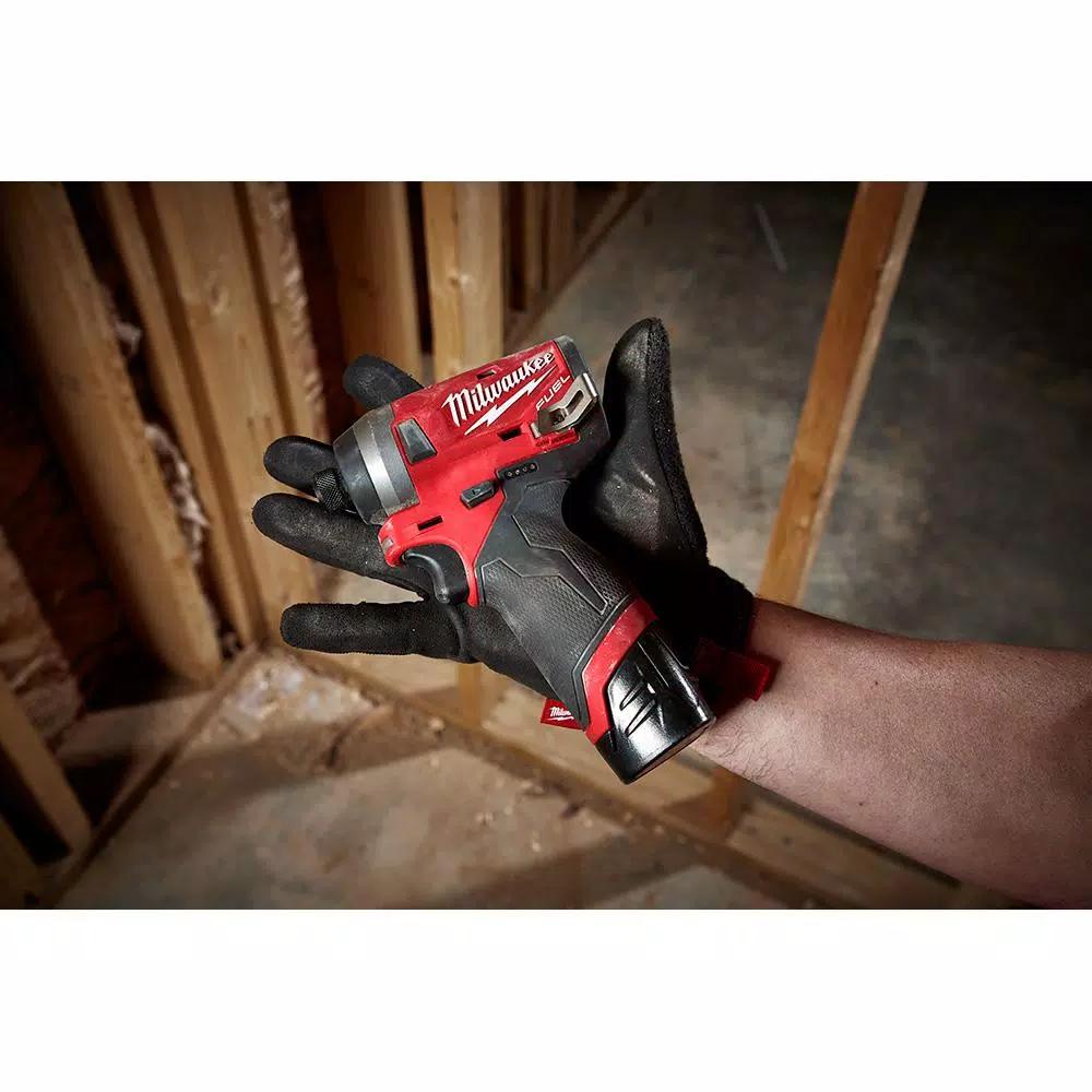 Milwaukee M12 FUEL 12V Li-Ion Brushless 4-Tool Combo Kit with Hammer Drill, Impact Driver, Ratchet & Inflator
