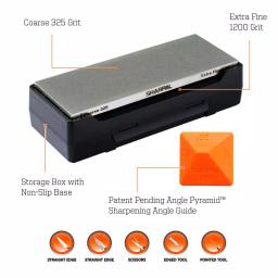 Sharpal 162N 8-in. Dual-Grit Diamond Whetstone Sharpener with Storage Base and Angle Guide thumbnail 3
