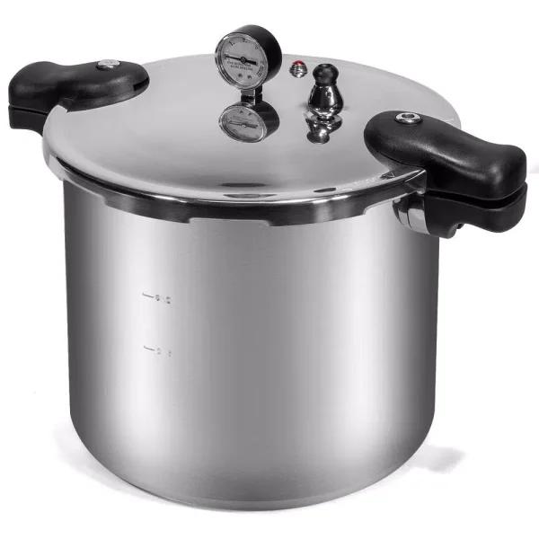 XtremepowerUS 22 qt. Polished Aluminum Pressure Canner and Cooker with Built-in Pressure Dial Gauge