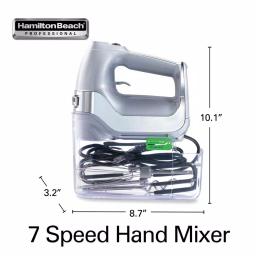 Hamilton Beach Professional 7-Speed Electric Hand Mixer with SoftScrape Beaters and Storage Case, Silver thumbnail 8