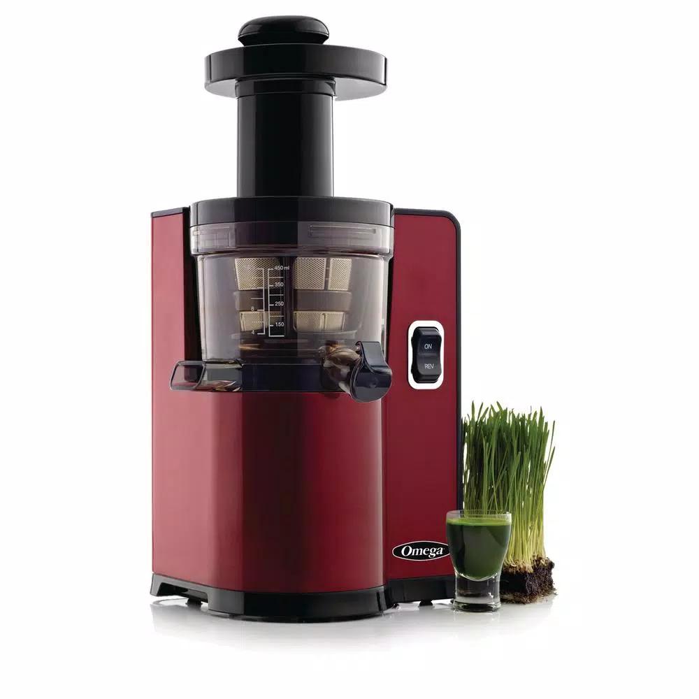 Omega Vertical Slow Speed Masticating Juicer, 150W, Red