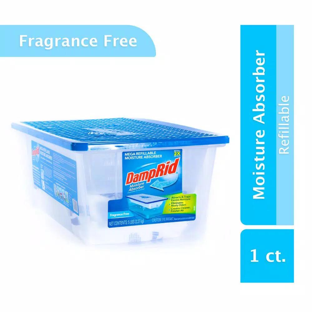 DampRid 5 lb. Refillable Moisture Absorber, Fragrance Free Dehumidifier & Odor Eliminator