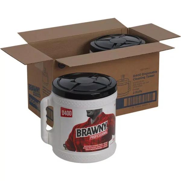 Georgia-Pacific Brawny Professional Orange All-Purpose Center Pull Cleaning Towels with 2 Dispenser Buckets