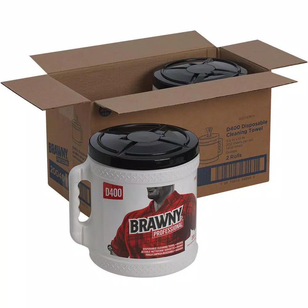 Georgia-Pacific Brawny Professional Orange All-Purpose Center Pull Cleaning Towels with 2 Dispenser Buckets