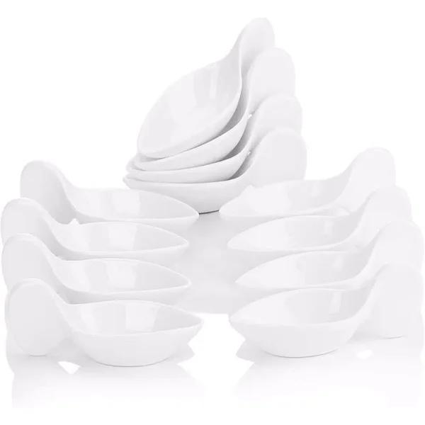 MALACASA 4.5 in. White Porcelain Ramekins Set of 12 - Ceramic Souffle Dishes and Serving Bowls