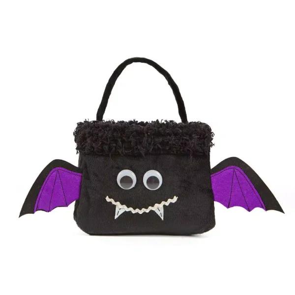 Xia Home Fashions 7 x 7 x 13 in. Bat Halloween Treat Bag, Soft Fuzzy Fabric with Googly Eyes