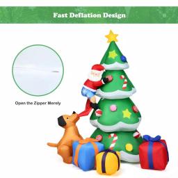 Costway 7 ft. Inflatable Christmas Tree with Santa, Puppy, and LED Lights - Outdoor Holiday Decor thumbnail 5