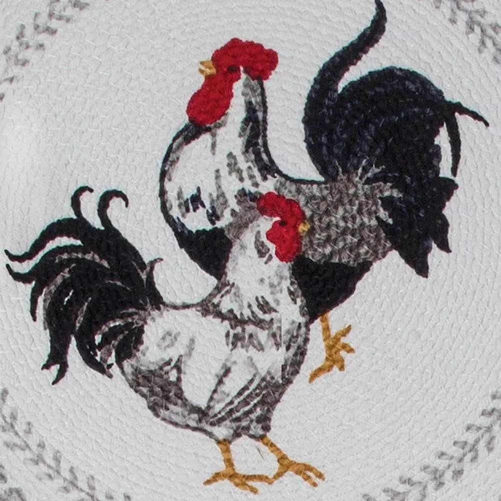 Kay Dee Farmers Market Rooster Print Cotton Multi Braided Placemats, Set of 4