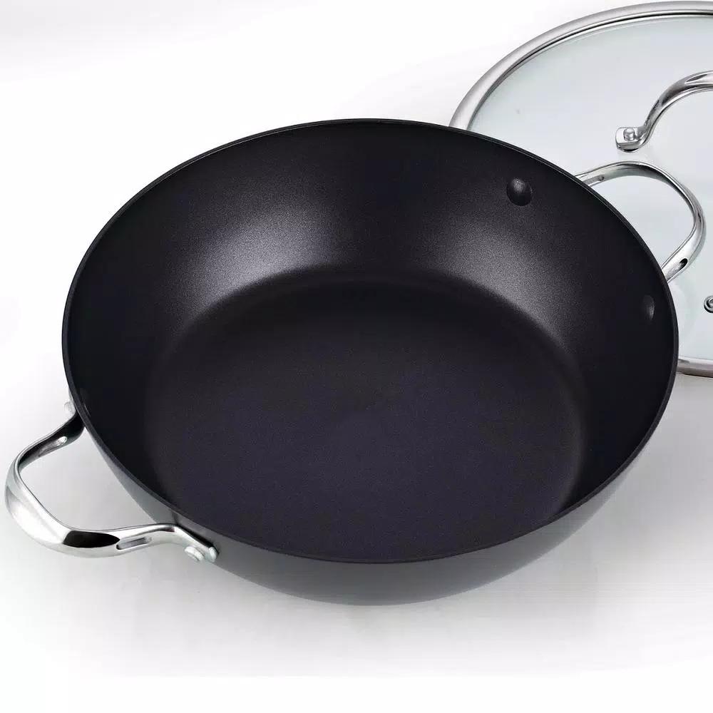 Cooks Standard 5 Qt. Hard-Anodized Aluminum Nonstick Saute Pan with Glass Lid, 12 in.