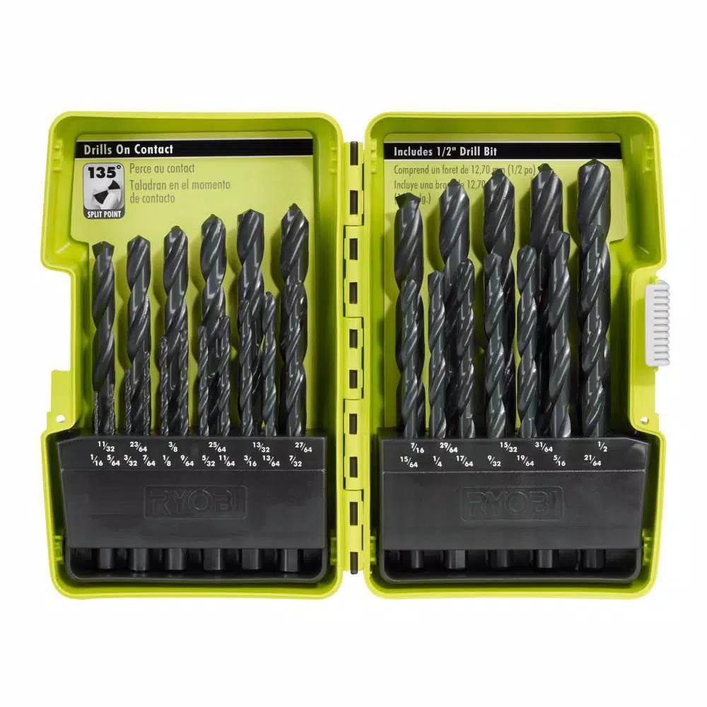 RYOBI 29-Piece Black Oxide Index Drill Bit Set with Bonus 25 ft. Tape Measure