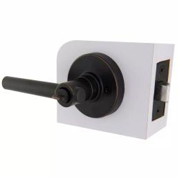 Defiant Highland Aged Bronze Privacy Door Lever with Round Rose thumbnail 5