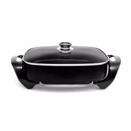 Boyel Living 12 in. Square Black Nonstick Ceramic Electric Skillet, 1400W with Tempered Glass Lid thumbnail 1